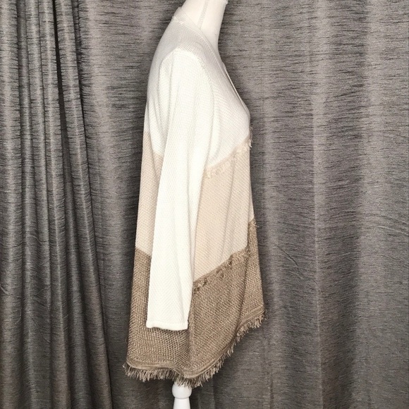 STYLE & CO WHITE CREAM TAN CARDIGAN LARGE - Picture 4 of 8
